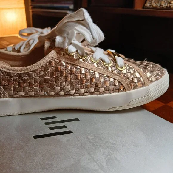BEBE SPORT Two Tone Gold Metallic Sneakers 7M - EUC - Picture 8 of 14